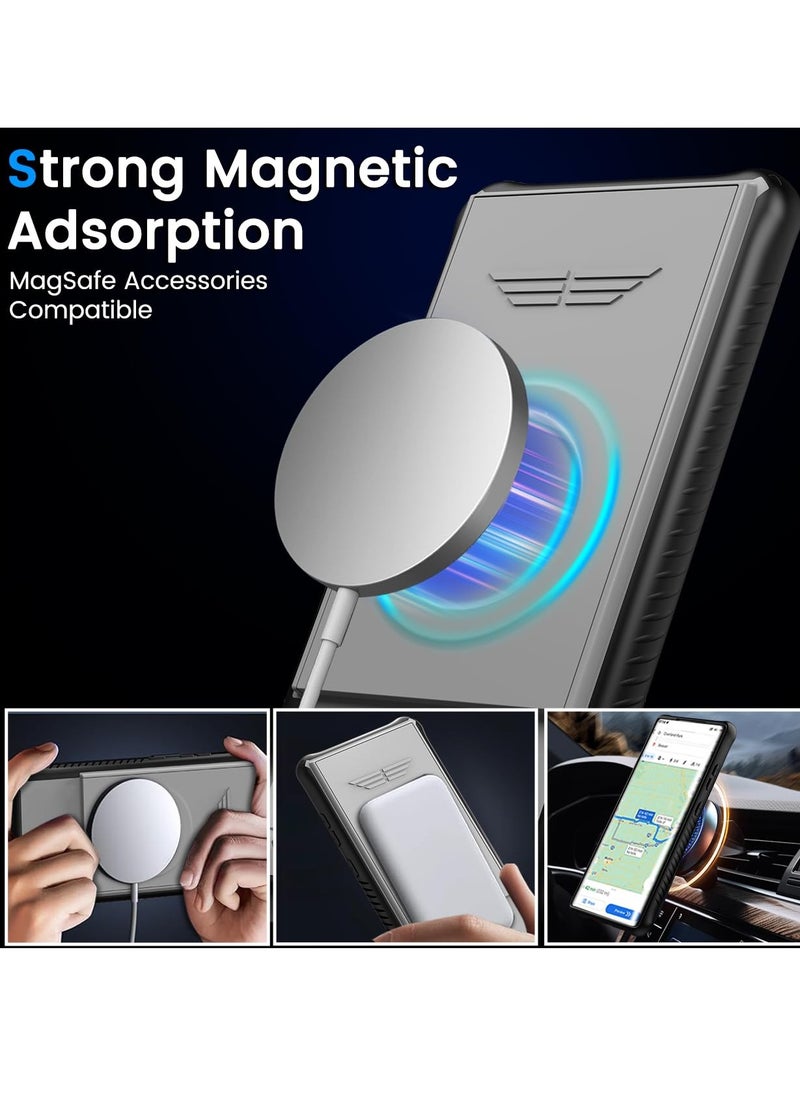 SYOSI - Case for Samsung Galaxy S24Ultra, Support Magsafe and Wireless Charger Case for Samsung Galaxy S24Ultra, Magnetic Adsorption and Sliding Window Protect Lens S24Ultra Cover (Grey) - Image 1