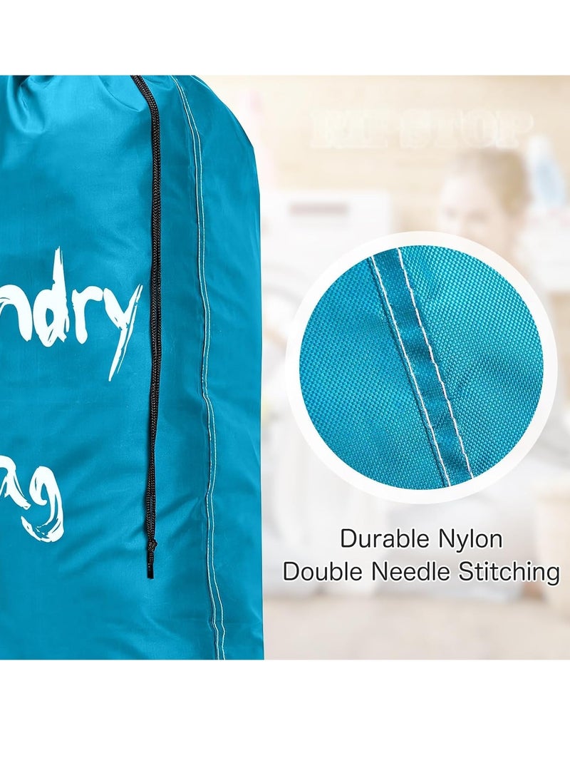 MJZ 2pcs Travel Laundry Bag, 61*91cm Hamper Liner Laundry Sacks with Drawstrings, Nylon Extra Large Laundry Bags Dirty Clothes Storage Bag for Laundry Home Dorm Dirty Clothes Organizer, Blue and Grey - Image 5