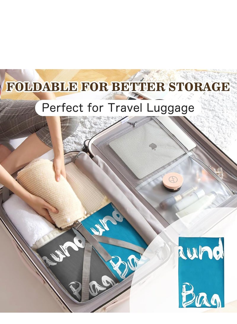 MJZ 2pcs Travel Laundry Bag, 61*91cm Hamper Liner Laundry Sacks with Drawstrings, Nylon Extra Large Laundry Bags Dirty Clothes Storage Bag for Laundry Home Dorm Dirty Clothes Organizer, Blue and Grey - Image 4