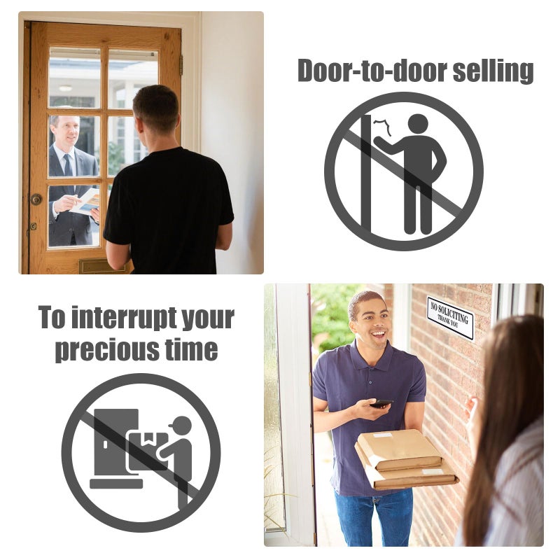Qofaoye No Soliciting Sign for House That Keeps Solicitors Away, Super strong tape for all surfaces, 8.3 Ã— 2.4 In,2026 version, Perfect for Home Office Front Doors, Windows, Walls, Courtyard - Image 3