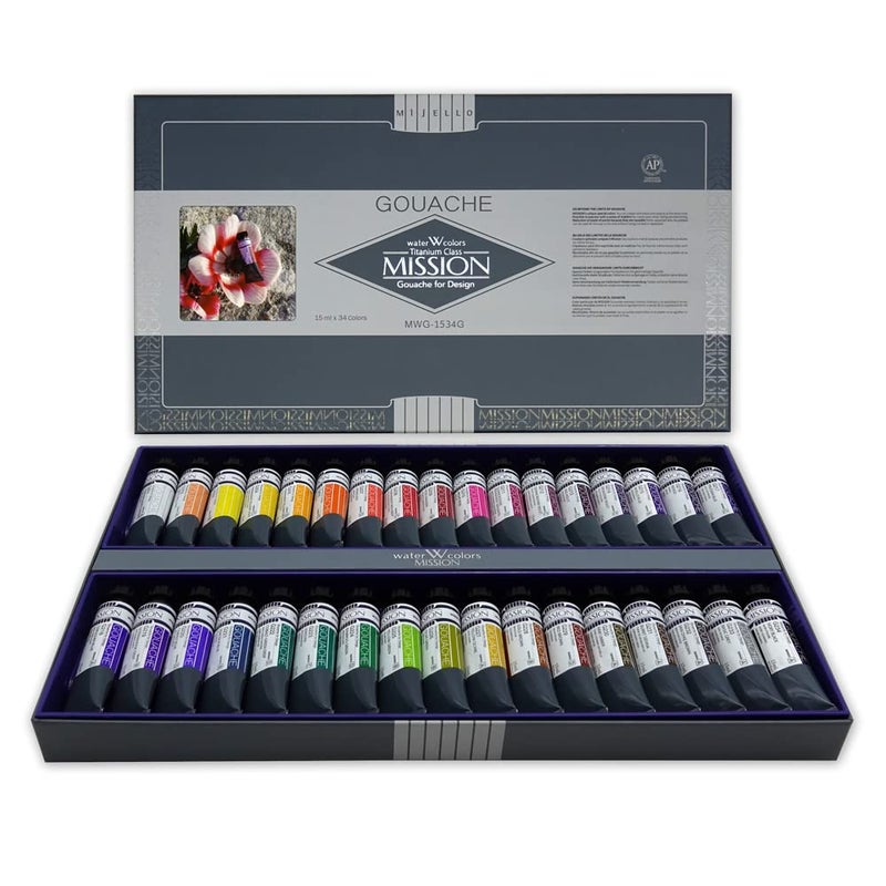 Mijello Titanium Class Gouache Watercolor MWG1534G 34 Color
