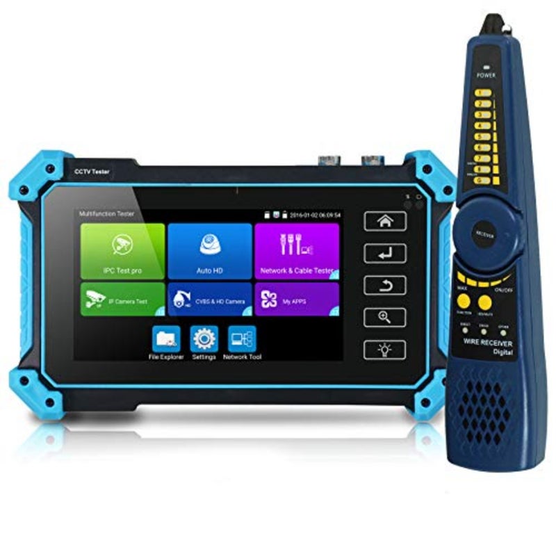 جهاز اختبار كاميرا IP لتركيب CCTV، هيكل بلاستيكي ABS، أسود، شاشة لمس IPS 5 بوصة مع مراقبة 4K H.265، ومدخل HDMI/POE/WiFi وتتبع الكابل - Image 1