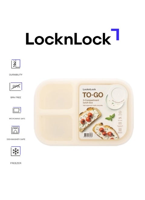 LocknLock To Go Lunchbox 980ml White - Leak-Proof, Compact, Microwave Safe
