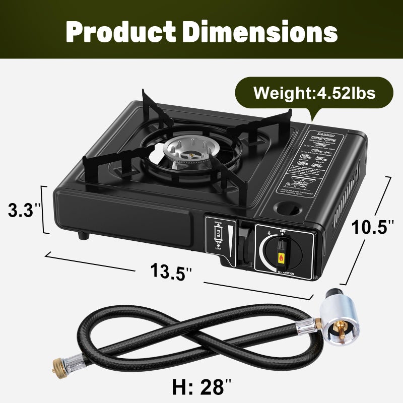 REDPANT 7800 BTU Dual Fuel Camp Stove, Butane or Propane Portable Stove for Camping, Lightweight Portable Camping Stove, Propane Adapter Hose and Carrying Case Included - Image 5