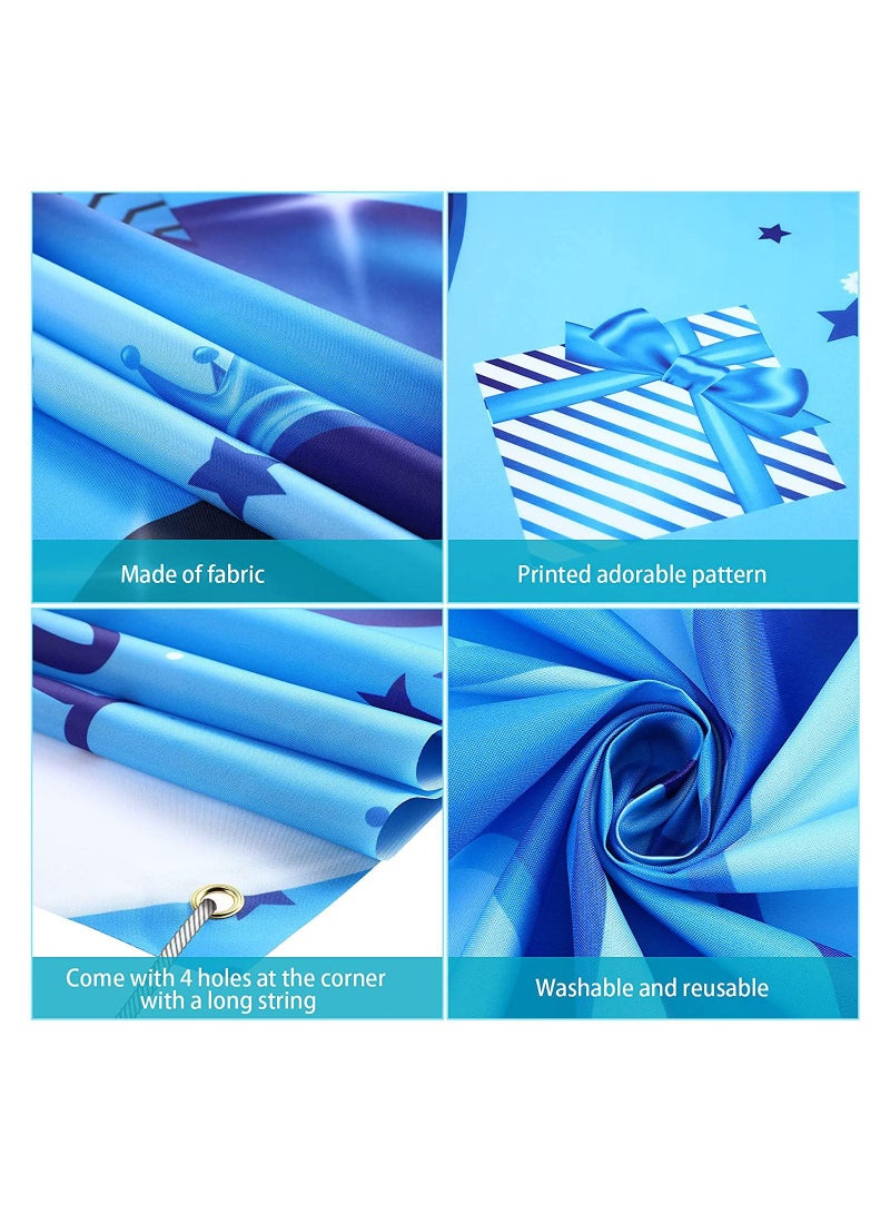 KASTWAVE Happy Birthday Backdrop Banner 10th Birthday Extra Large Fabric Blue Birthday Sign Poster Photography Background Backdrop Banner for Anniversary Party Decoration Supply - Image 3