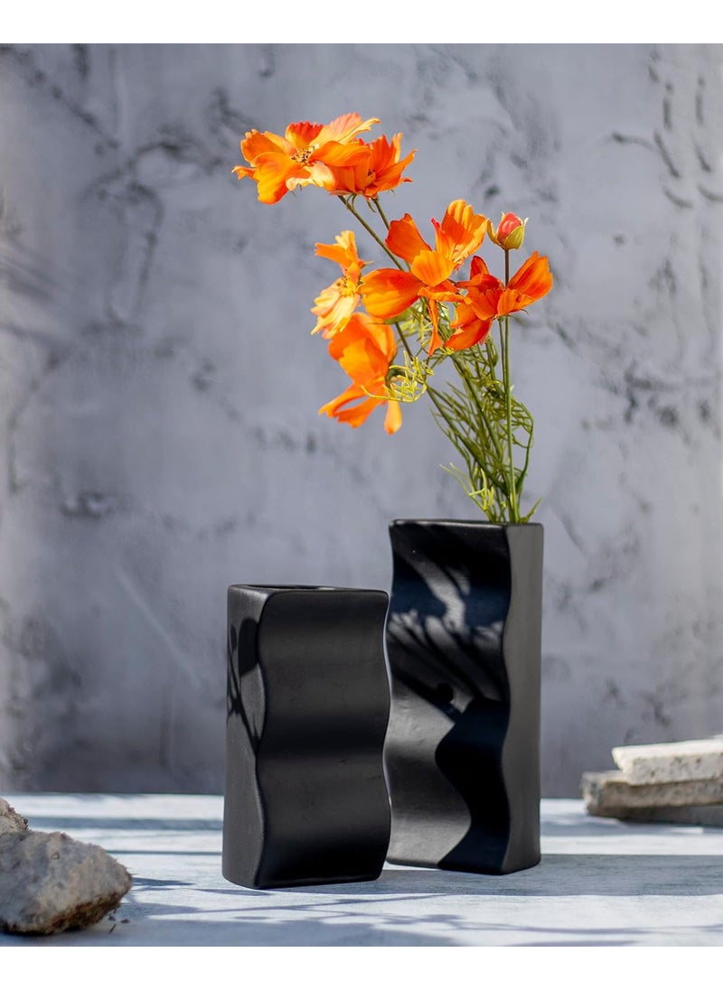 The Decor Lane - The Decor Lane Modern Decorative Vases for Home Decor | Centerpieces | Kitchen | Office or Living Room - 7 Inch & 8.5 Inches (Black Pillers Set of 2) - Image 1