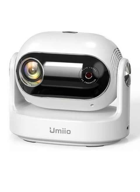 Umiio U30 Smart Projector 1080P Full HD, 4K Supported 180° Adjustable Lens, WiFi 6 & Bluetooth, Portable LED Projector for Home Theater & Outdoor Use, HDMI/USB/Audio, Remote Control