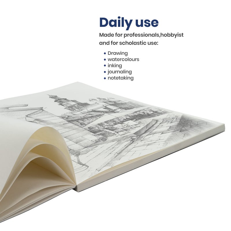 Pacific Arc LayFlat Sketchbook - 8.27 x 11 Inches - Black Blank Note Book, 64 Sheets, Thick 100gsm Paper, for Drawing, Sketching, and journaling - Image 4
