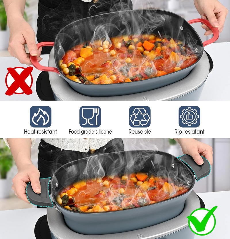 Oyrlize for Ninja Crockpot Slow Cooker Silicone Pot Handle Cover, for Ninja Foodi Possiblecooker Pro Silicone Handle Cover, Sleeve, Holder, Glove,Grip,Kitchen Accessories,Heat-Resistant,No More Hand Burns - Image 4