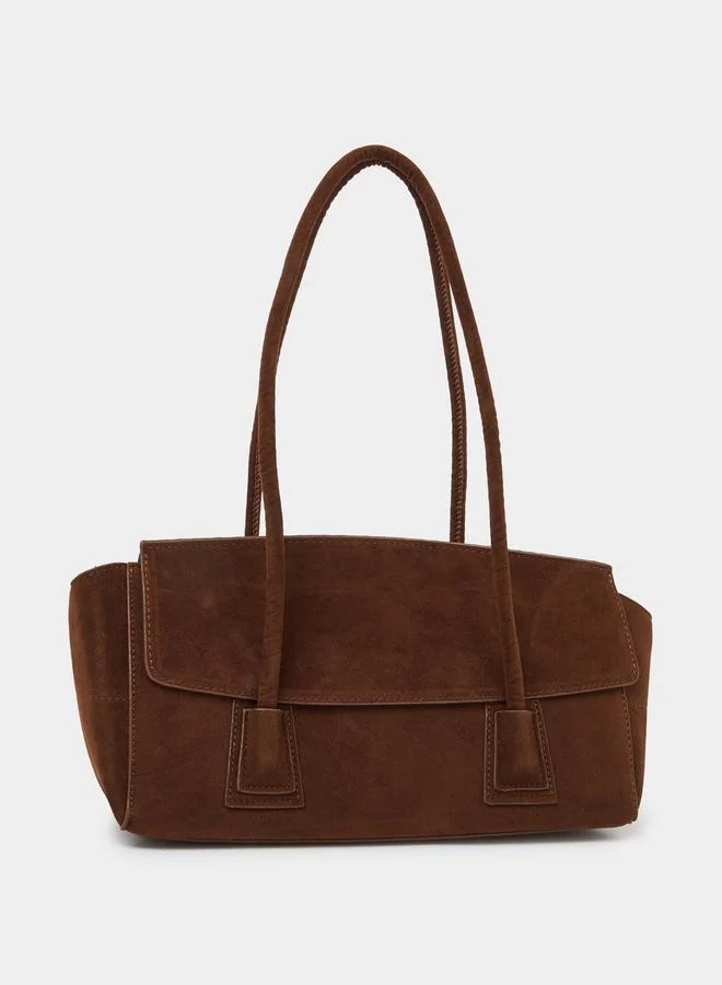 ستايلي Brown Flap Over Elongated Shoulder Bag