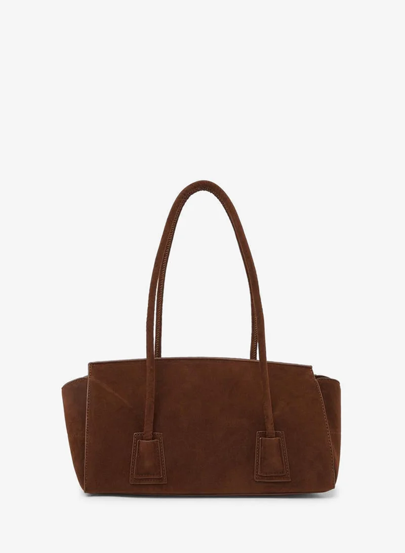 Styli Brown Flap Over Elongated Shoulder Bag