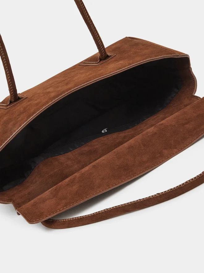Styli  Styli Brown Flap Over Elongated Shoulder Bag for Women | Best Price UAE