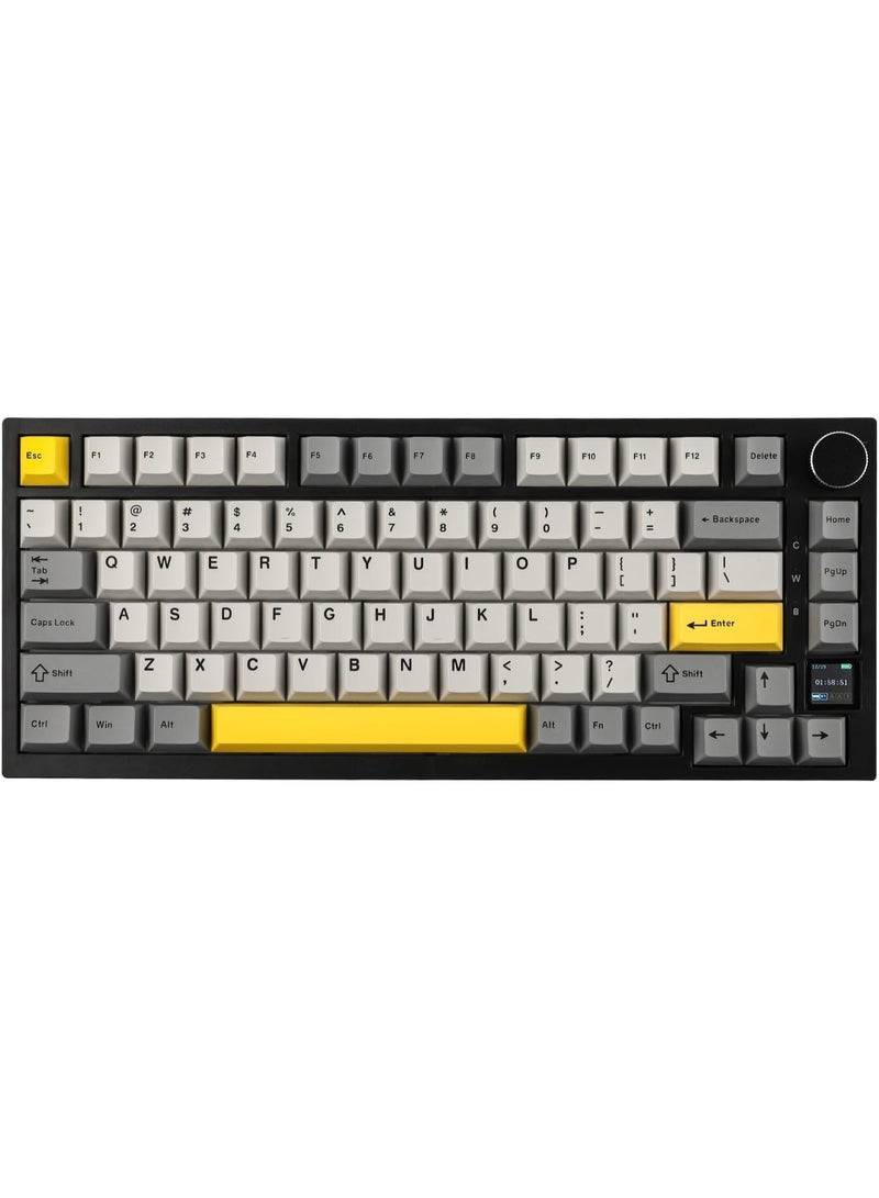 EPOMAKER Ajazz AK820 Pro 75% Gasket-mounted Mechanical Keyboard with TFT Screen, 3 Modes(Bluetooth 5.1/2.4G Wireless & Type-C Wired), Sound Dampening Foams (Grey, Ajazz Flying Fish Switch) - Image 1
