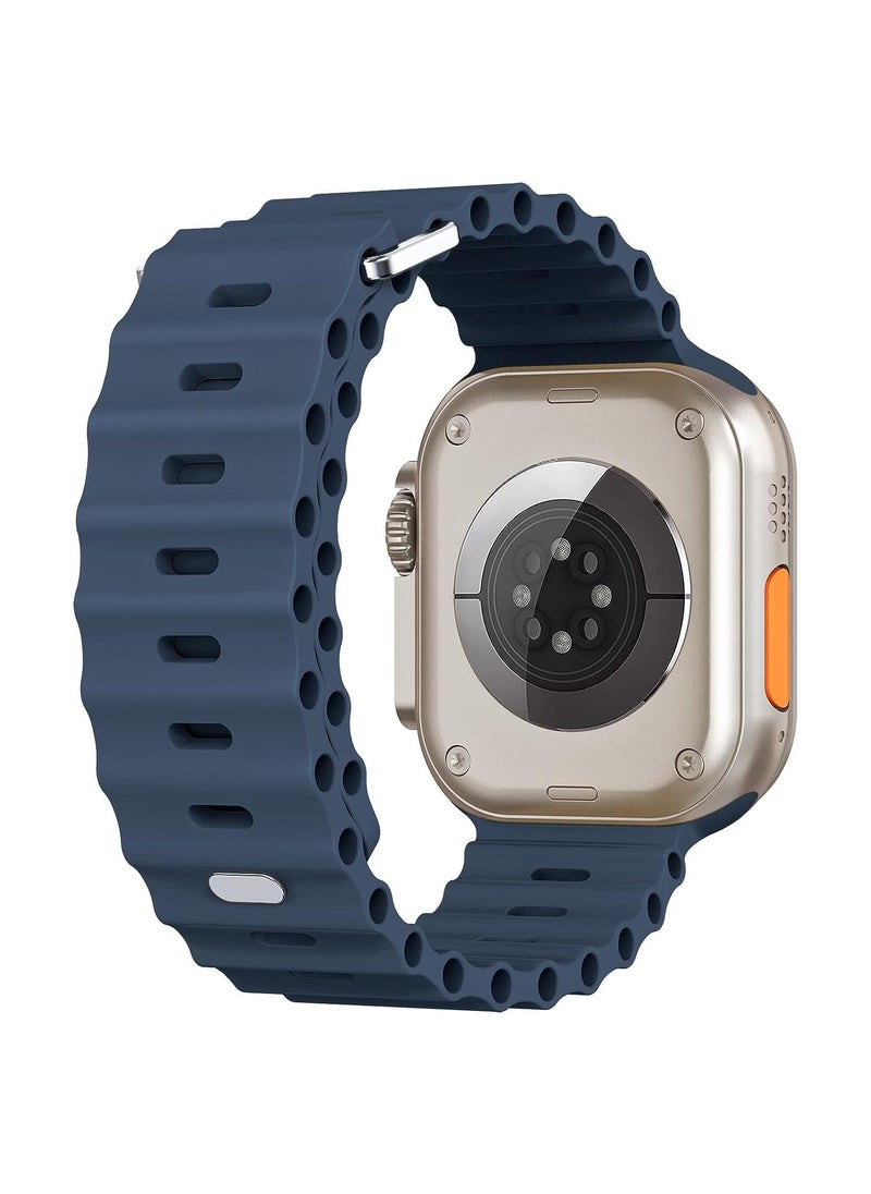 Color Fans - Soft Silicone Ocean Sports Strap Compatible Apple Watch 41mm 40mm 38mm for Men Women, Adjustible Watch Band for Apple Watch SE/Series 9/8/7/6/5/4/3/2/1 - Abyss Blue - Image 1