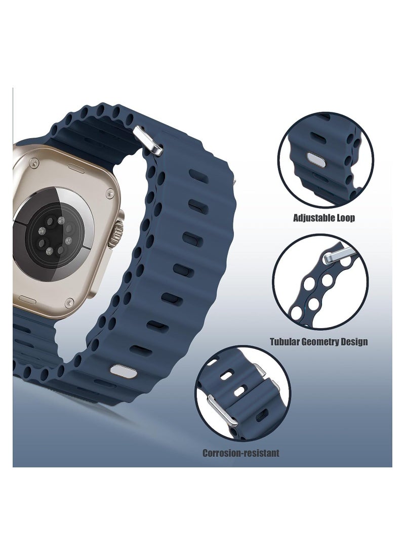 Color Fans - Soft Silicone Ocean Sports Strap Compatible Apple Watch 41mm 40mm 38mm for Men Women, Adjustible Watch Band for Apple Watch SE/Series 9/8/7/6/5/4/3/2/1 - Abyss Blue - Image 1