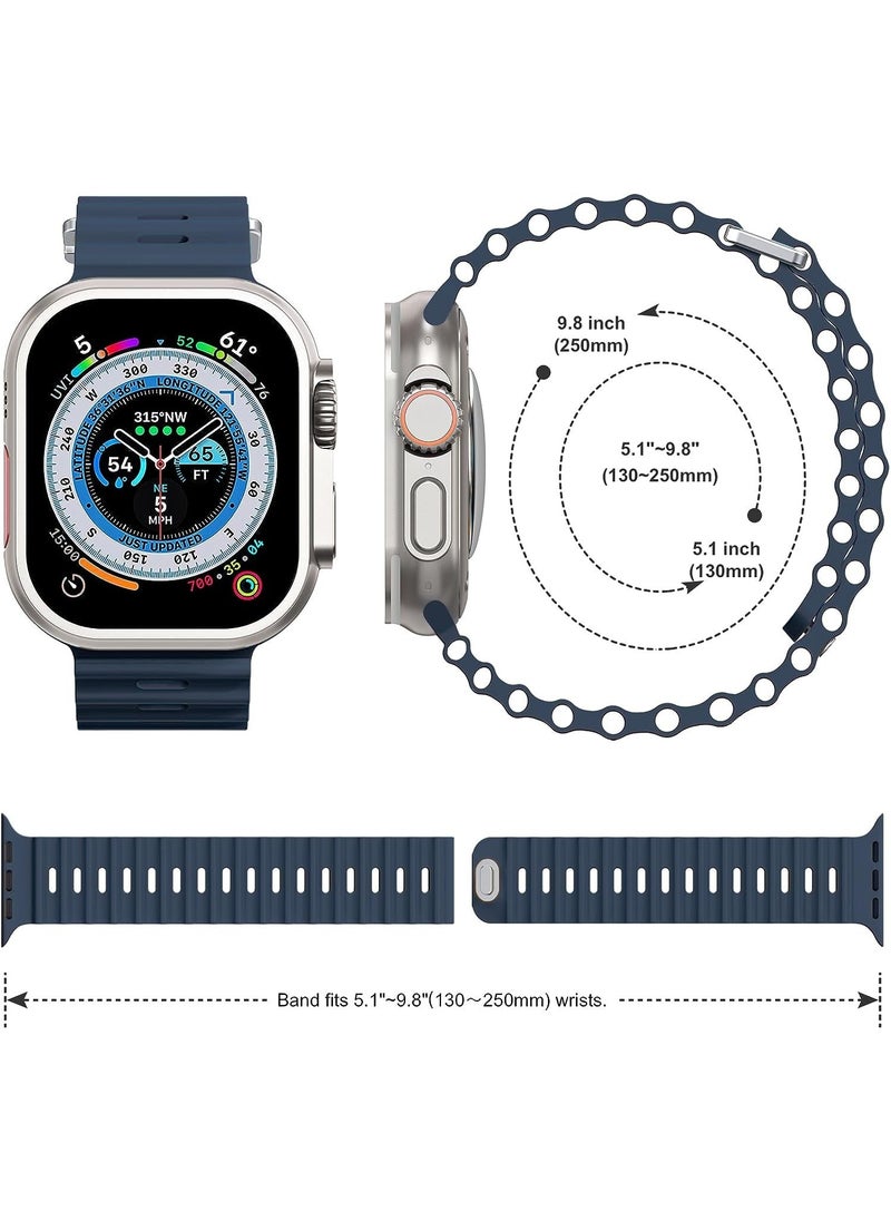 Color Fans - Soft Silicone Ocean Sports Strap Compatible Apple Watch 41mm 40mm 38mm for Men Women, Adjustible Watch Band for Apple Watch SE/Series 9/8/7/6/5/4/3/2/1 - Abyss Blue - Image 1