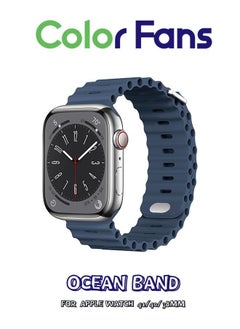 Soft Silicone Ocean Sports Strap Compatible Apple Watch 41mm 40mm 38mm for Men Women, Adjustible Watch Band for Apple Watch SE/Series 9/8/7/6/5/4/3/2/1 - Abyss Blue
