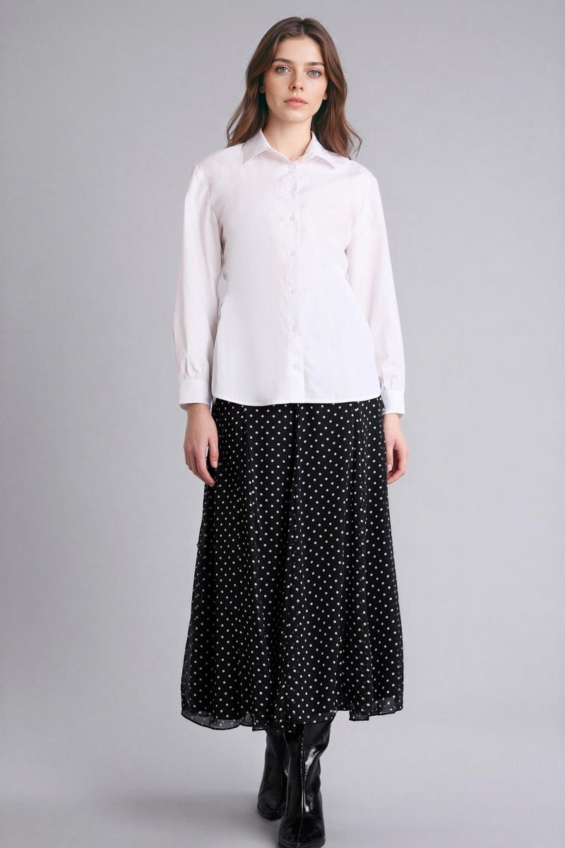 DeFacto Black Woman Printed Chiffon Maxi Skirt Casual - Image 1