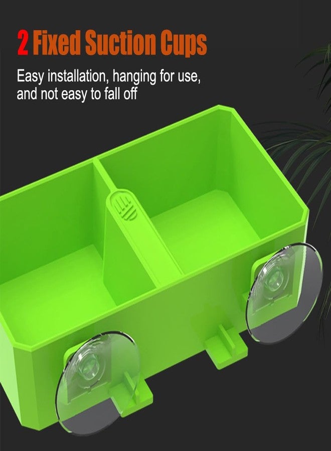 DONGKER Reptile Feeding Ledge,Square Dual-Compartment Reptile Water Food Bowl with 2 Suction Cup for Bearded Dragon Lizard Turtle Tortoise - Image 5