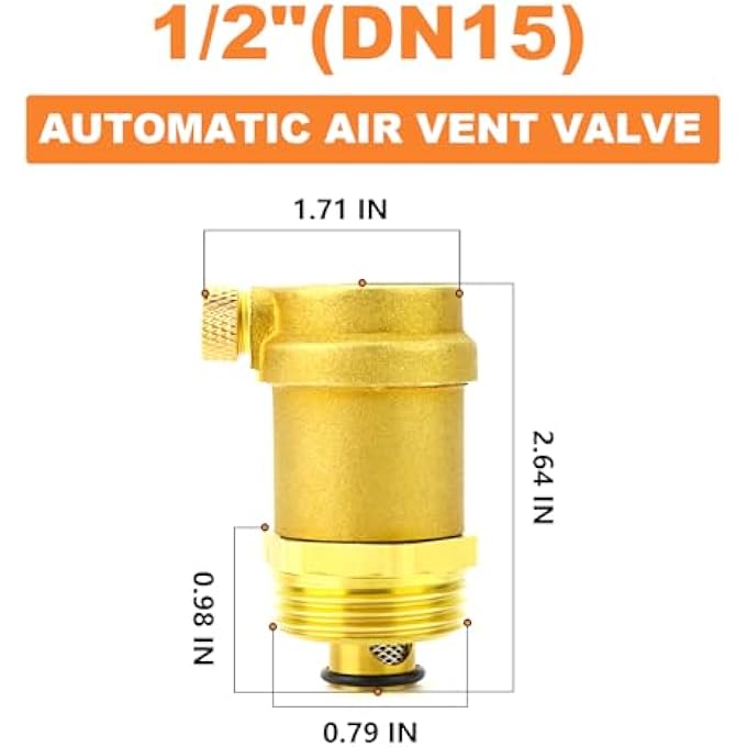 AUTOMATIC AIR VENT VALVE, 1/2" DN15 AIR RELEASE VALVE, BRASS AIR BLEED VALVE, FOR SOLAR WATER HEATER AND HVAC SYSTEM - Image 3