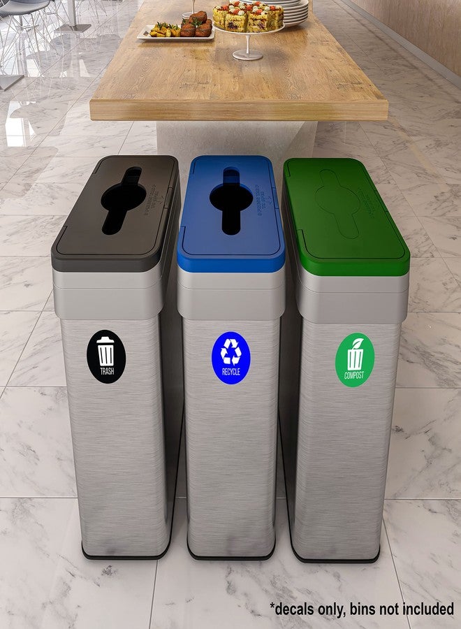 iTouchless Recycle, Trash & Compost Premium Vinyl Stickers for Trash Can/Recycle Bin/Compost Bin; 4" Round Waterproof, Reusable (Set of 3); Indoor/Outdoor (4"x4") - Image 4