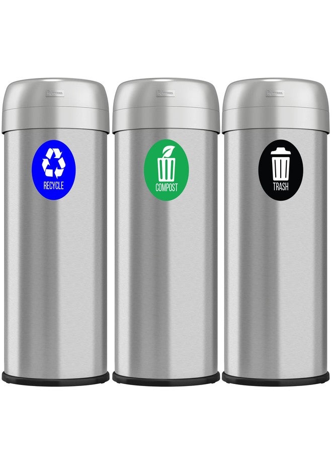 iTouchless Recycle, Trash & Compost Premium Vinyl Stickers for Trash Can/Recycle Bin/Compost Bin; 4" Round Waterproof, Reusable (Set of 3); Indoor/Outdoor (4"x4") - Image 2