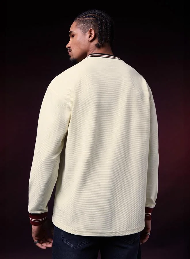 The Souled Store  Men Naruto Hokage Embroidered V-Neck Oversized Fit Long Sleeve T-Shirt for Men | Best Price UAE