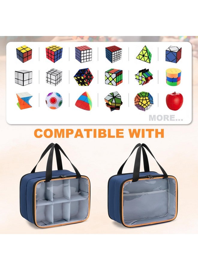 LUXJA حقيبة تخزين لكسجا PVC قابلة للرؤية مع جيب شبكي داخلي، حقيبة تخزين مزدوجة الطبقة متوافقة مع مجموعة مكعب روبيك، زرقاء - Image 4