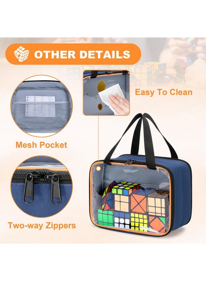 LUXJA حقيبة تخزين لكسجا PVC قابلة للرؤية مع جيب شبكي داخلي، حقيبة تخزين مزدوجة الطبقة متوافقة مع مجموعة مكعب روبيك، زرقاء - Image 3