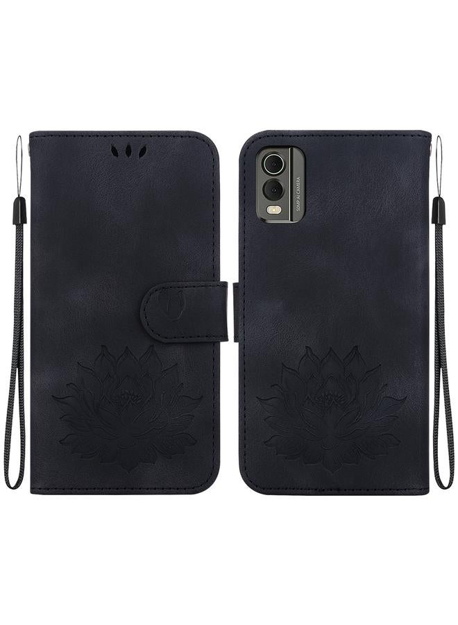 erorex Case For Nokia C32 Lotus Embossed Leather Phone Case - Image 1