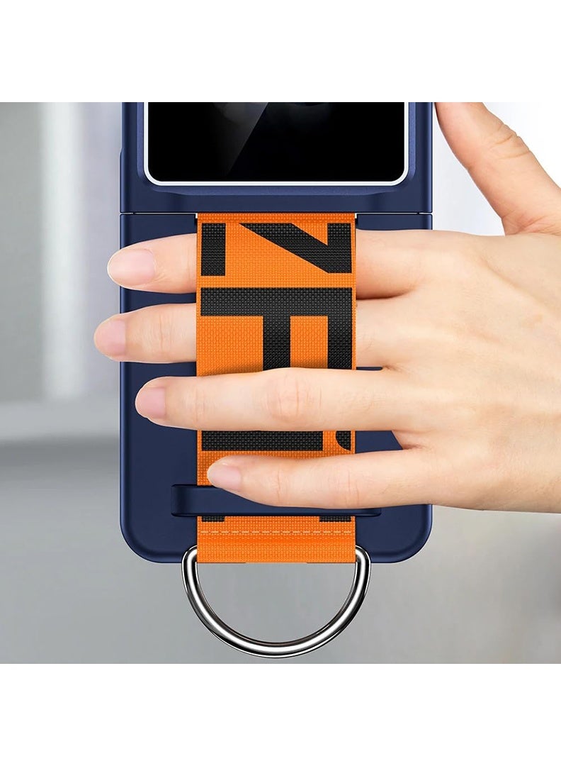 Case Up Compatible with Z Flip 5 6.7 Inch Cover with Hand Strap, Anti-Scratch Shockproof PC Cover Thin Protective Phone Case for Z Flip 5 2023, Blue - Image 3