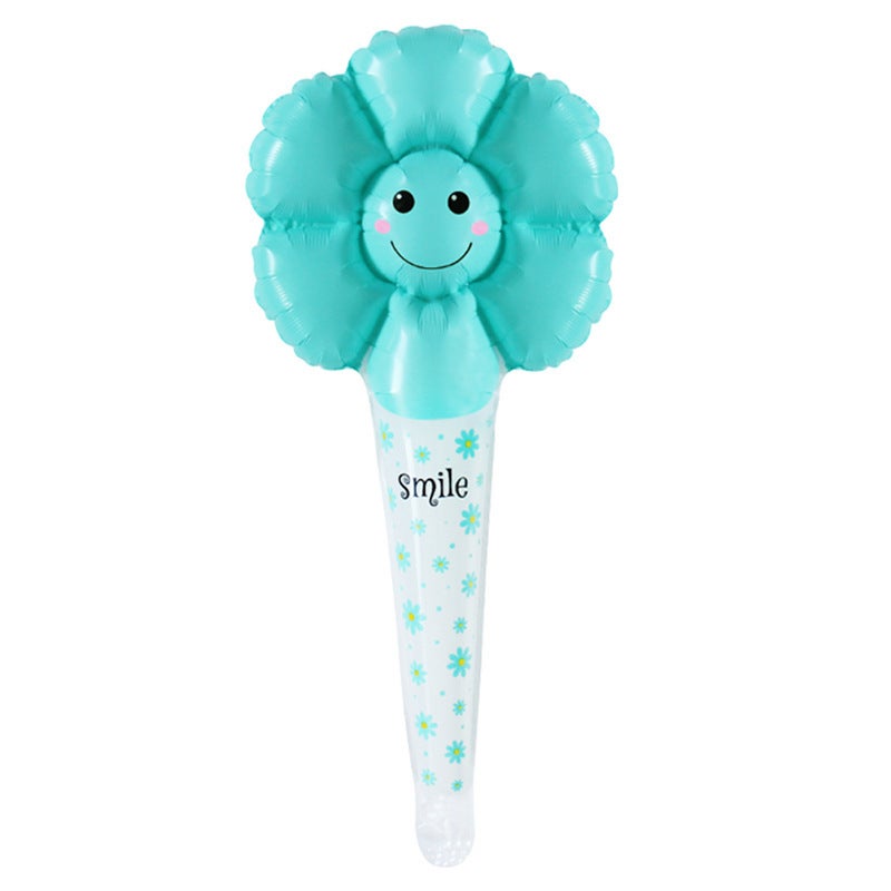 New Smiley Daisy Handheld Stick Medium Stick Aluminum Film Balloon Headwear Headband Stall Push-Sweep Code Activity Balloon - Image 1