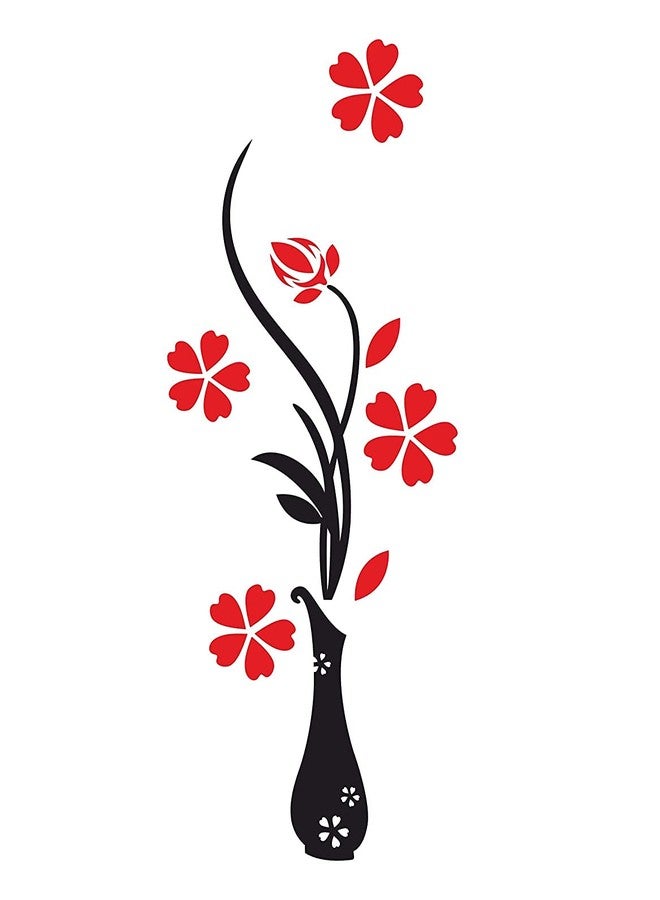 Walltech Set of 2 Wall Sticker Bird House On A Branch and Flower Vase Red Wall Sticker - Image 3
