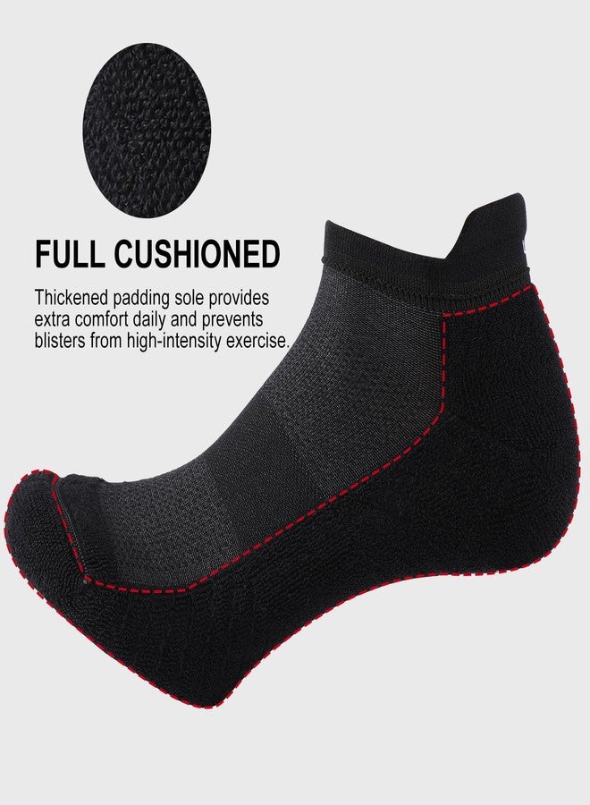 FITRELL 6 Pack Womens and Mens Athletic Running Ankle Socks Cushioned Low Cut Tab Wicking Anti-Blister Breathable Sport Socks, Black, Small - Image 4