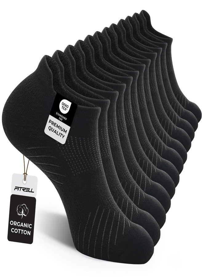 FITRELL 6 Pack Womens and Mens Athletic Running Ankle Socks Cushioned Low Cut Tab Wicking Anti-Blister Breathable Sport Socks, Black, Small - Image 1