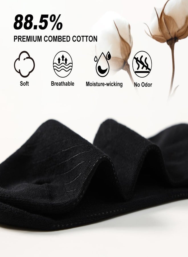 FITRELL 6 Pack Womens and Mens Athletic Running Ankle Socks Cushioned Low Cut Tab Wicking Anti-Blister Breathable Sport Socks, Black, Small - Image 3
