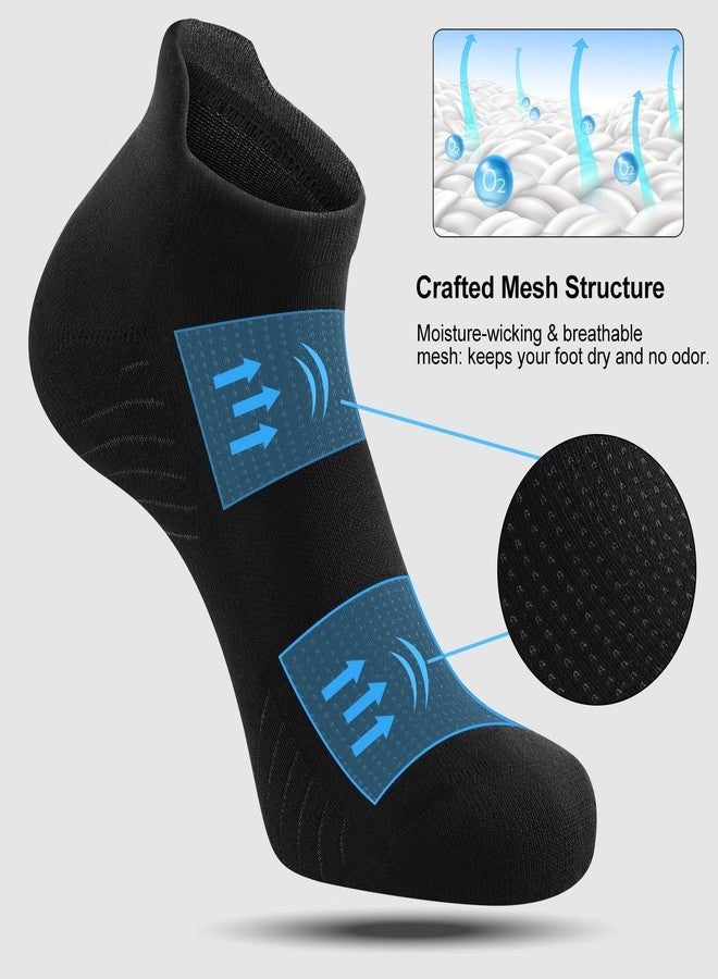 FITRELL 6 Pack Womens and Mens Athletic Running Ankle Socks Cushioned Low Cut Tab Wicking Anti-Blister Breathable Sport Socks, Black, Small - Image 5