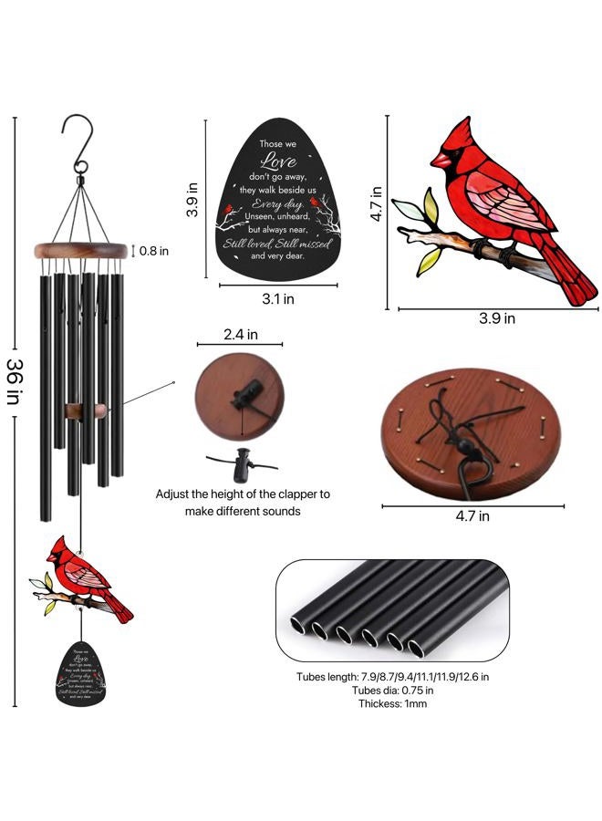 2IMT Memorial Wind Chimes for Loss of Loved One, Sympathy Gifts for Loss of Mother/Dad/Husband- Cardinal Wind Chimes for Outside with Mute Option. in Memory of Loved One Gifts, Sympathy Wind Chimes 36'' - Image 2