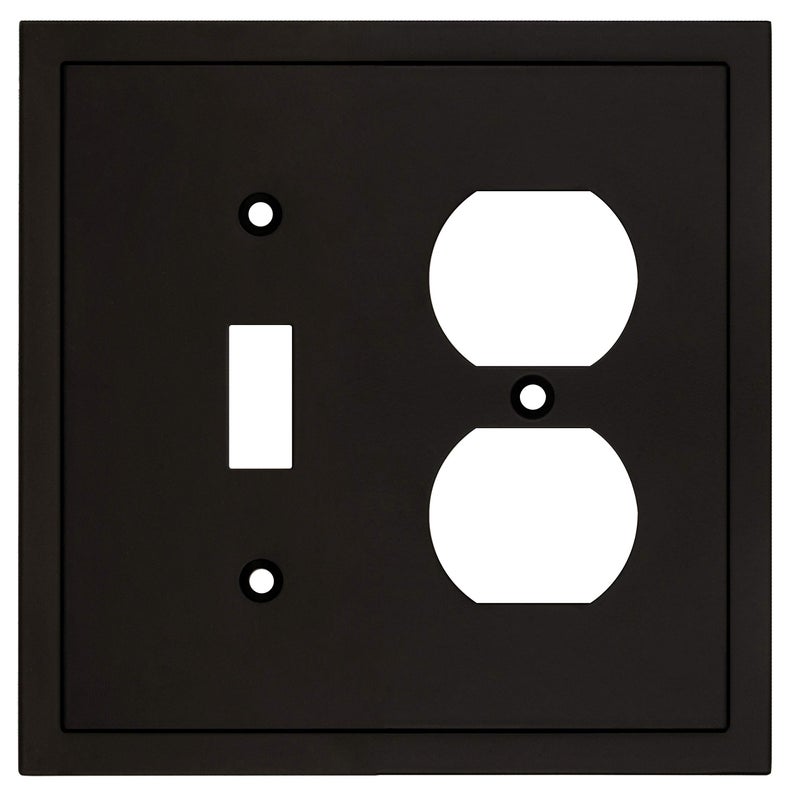 Modern Edge Decorative Wall Plate Switch Plate Outlet Cover Durable Solid Zinc Alloy ToggleDuplex Matte Black