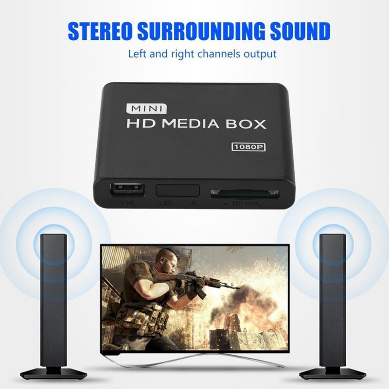 HDMI 1080 HD Media Player with 100Mbps Decoding Rate, Automatic Identification Output Cable, Support SD / MMC Card, USB Input, AV / HDMI / YPbPr Output.(US Plug) - Image 3