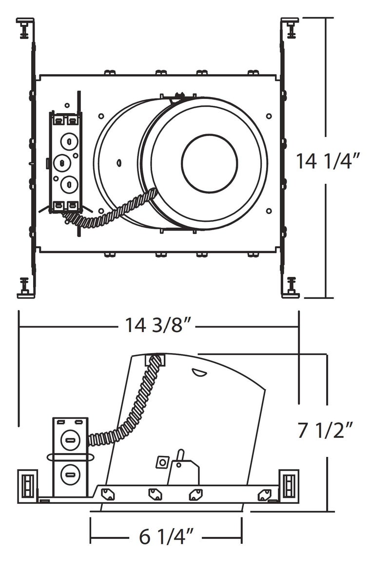 NICOR Lighting 6 inch Sloped Recessed Housing for New Construction Applications, IC-Rated (17022A) - Image 3