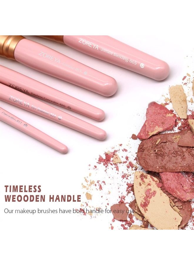 Raffaello مجموعة فرش المكياج ZOREYA - 15 قطعة من فرش الأساس الاصطناعية الفاخرة، فرش الكونسيلر، ظلال العيون، فرش المكياج، فرش الآيلاينر (وردي) - Image 2