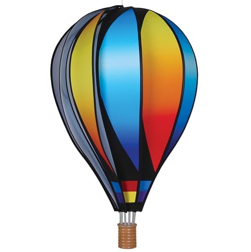Premier Kites Hot Air Balloon Hanging Garden Spinner 22 Vibrant Sunset Gradient Design WeatherResistant Outdoor Decor Durable Lightweight for Patios Yards and Gardens EyeCatching Wind Spinner - Image 1