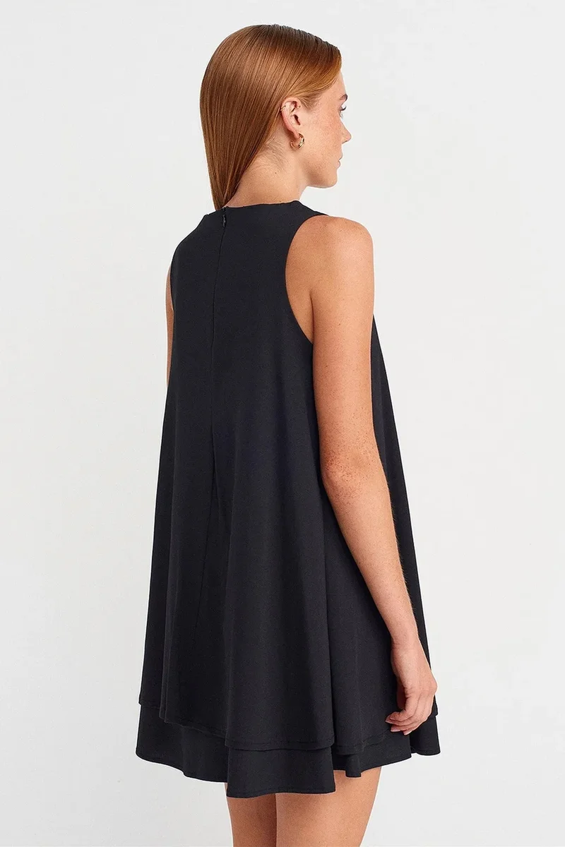 Dilvin Black DILVIN Cotton Poplin Sleeveless Mini Shift Dress for Women | Best Price UAE