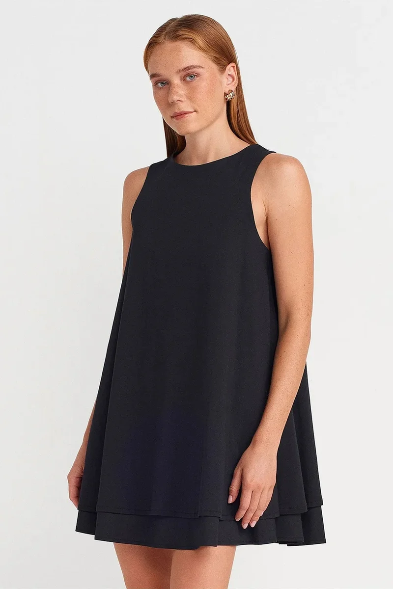 DILVIN Cotton Poplin Sleeveless Mini Shift Dress