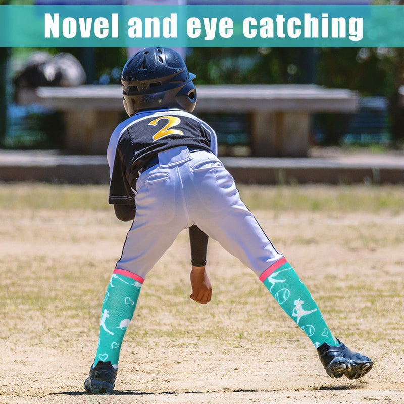 Floraltop 6 Pairs Girls Softball Socks Youth Sport Socks with Hearts over the Calf Athletic Softball Gifts for Girls or Women Teens - Image 2