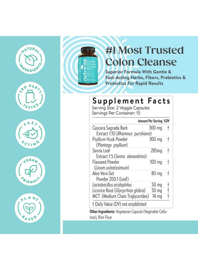 NUTRIRISE تنظيف القولون السريع لمدة 15 يومًا من نوتري رايز لصحة الأمعاء - دعم هضمي مع البروبيوتيك والألياف للإمساك، الانتظام والانتفاخ، خالي من السكر والجلوتين - Image 2