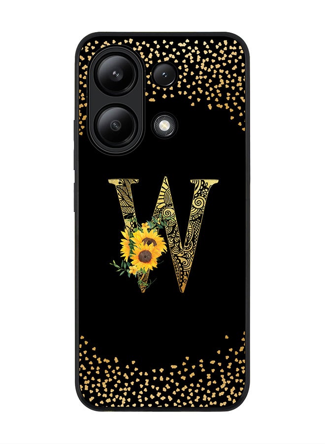 Stylizedd Rugged Black edge case for Xiaomi Redmi Note 13 4G, Cover Custom Monogram Initial Letter Mandala Floral Pattern Alphabet - W ( Black ) - Image 1