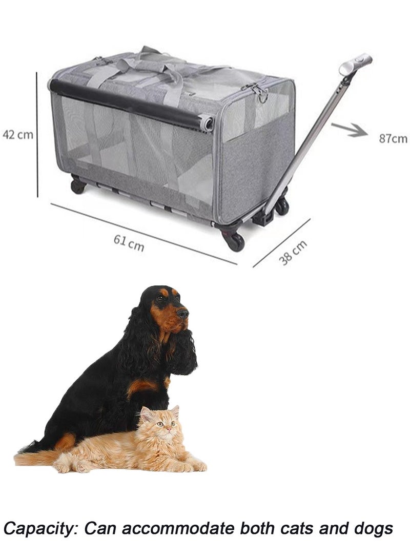 كيدل مزدوجة الكلب صندوق مجموعة مع حمل حقيبة محمولة 2-في-1 مزدوجة القطة ناقل حقيبة عربات الحيوانات الأليفة ل2 القطط / الكلاب / الأرانب مثالية للسفر المشي التخييم - Image 3