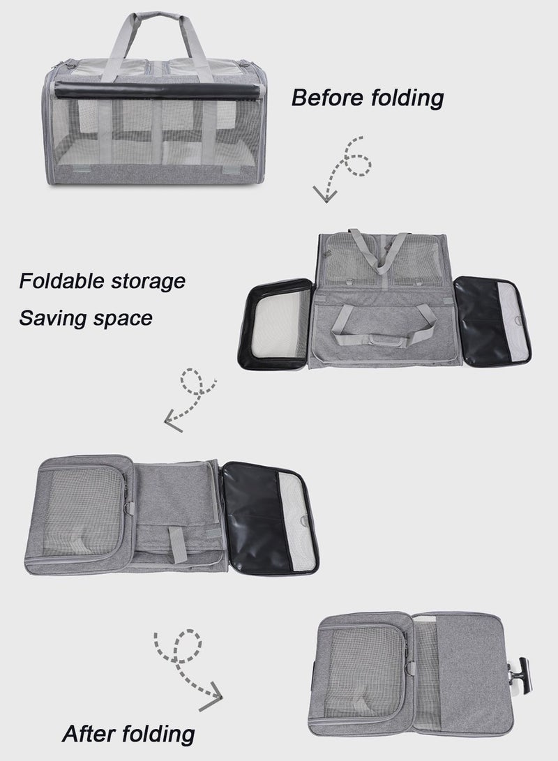 كيدل مزدوجة الكلب صندوق مجموعة مع حمل حقيبة محمولة 2-في-1 مزدوجة القطة ناقل حقيبة عربات الحيوانات الأليفة ل2 القطط / الكلاب / الأرانب مثالية للسفر المشي التخييم - Image 5